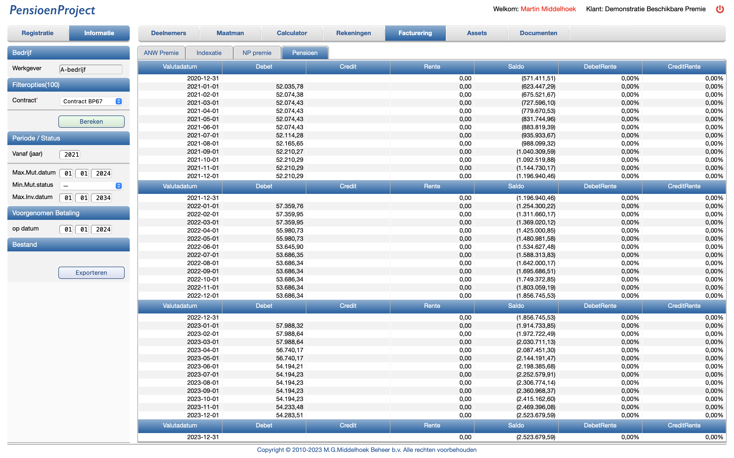 PensioenProject Factuur BP