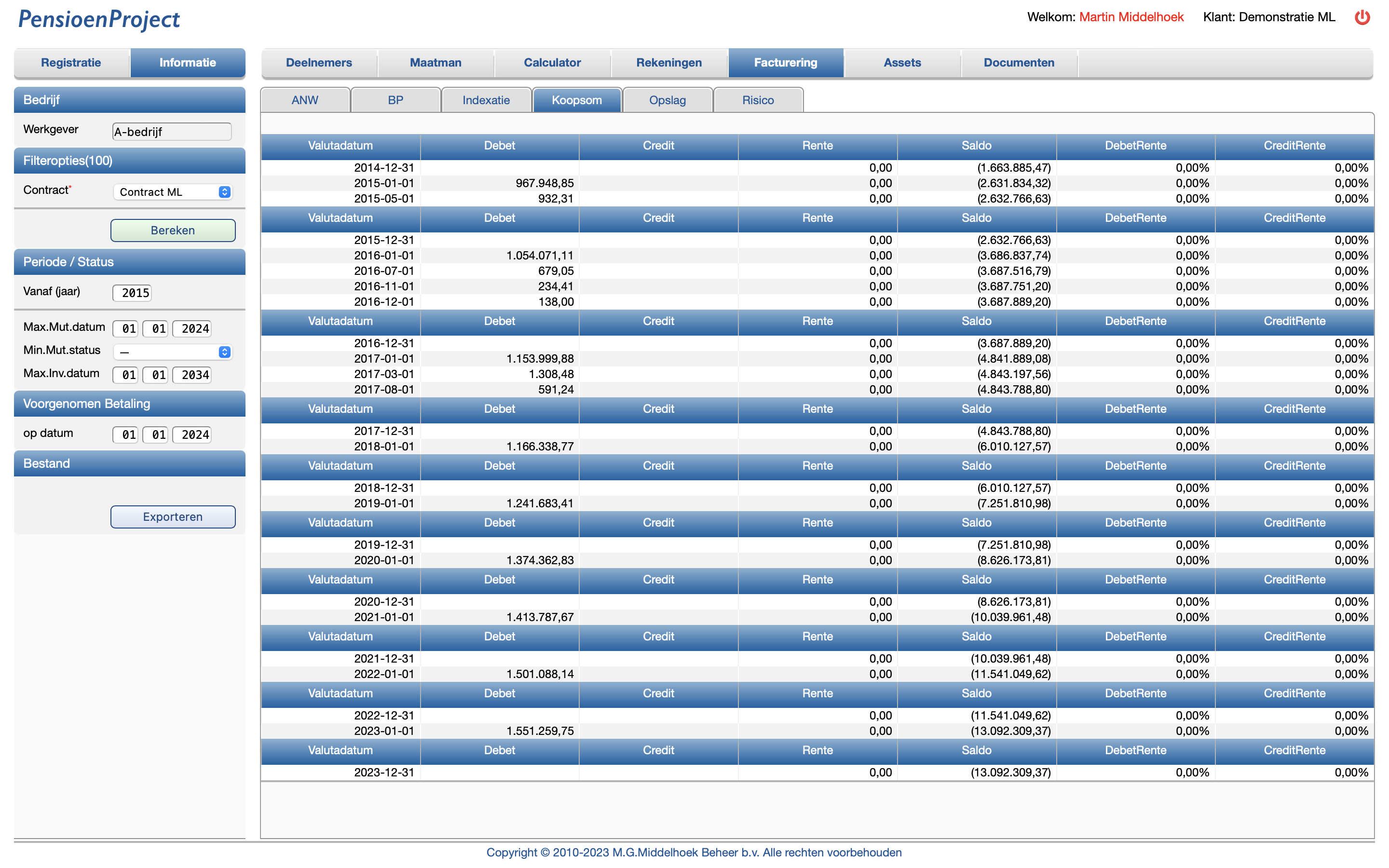 PensioenProject Factuur