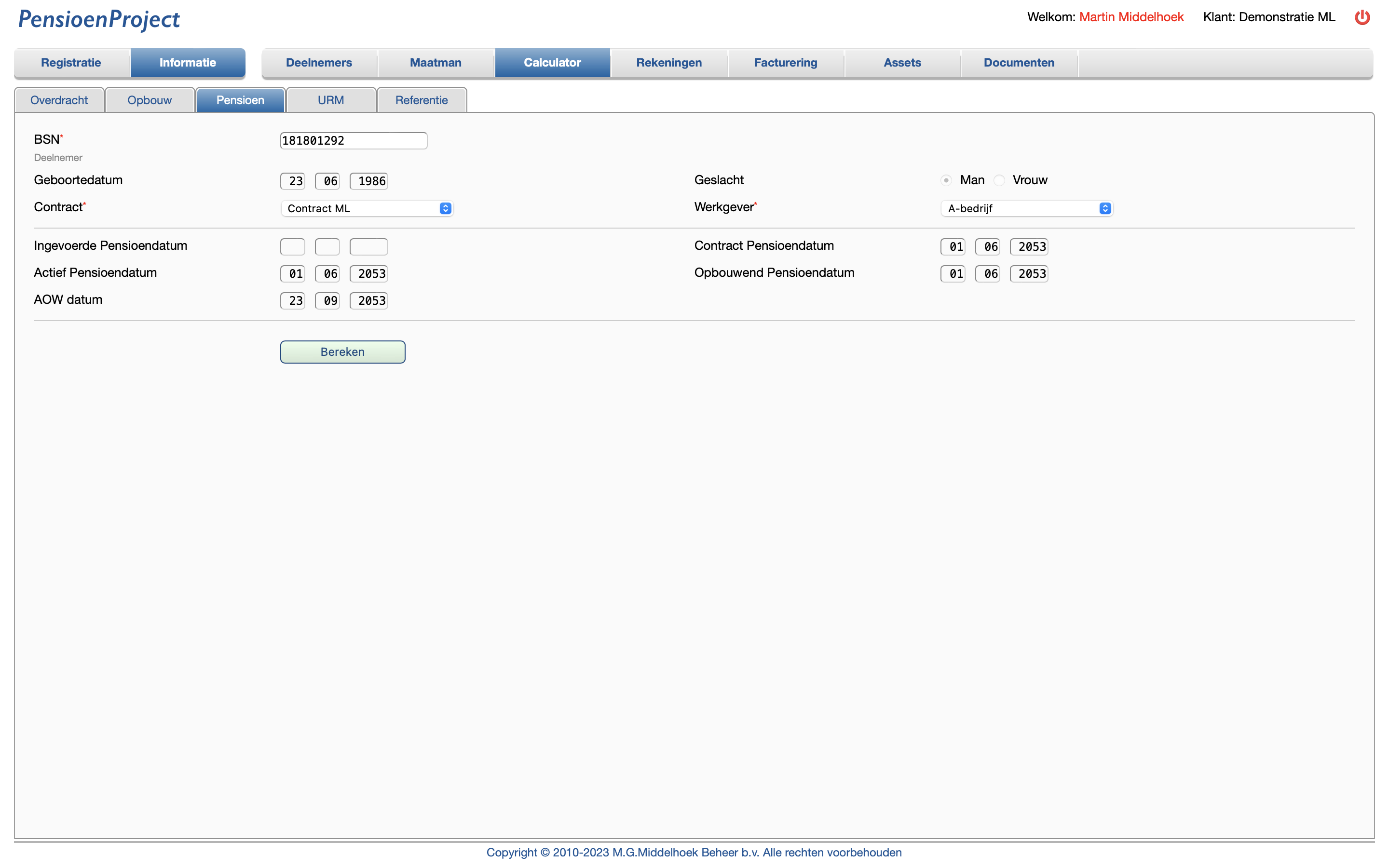 PensioenProject Calculator Pensioendatum