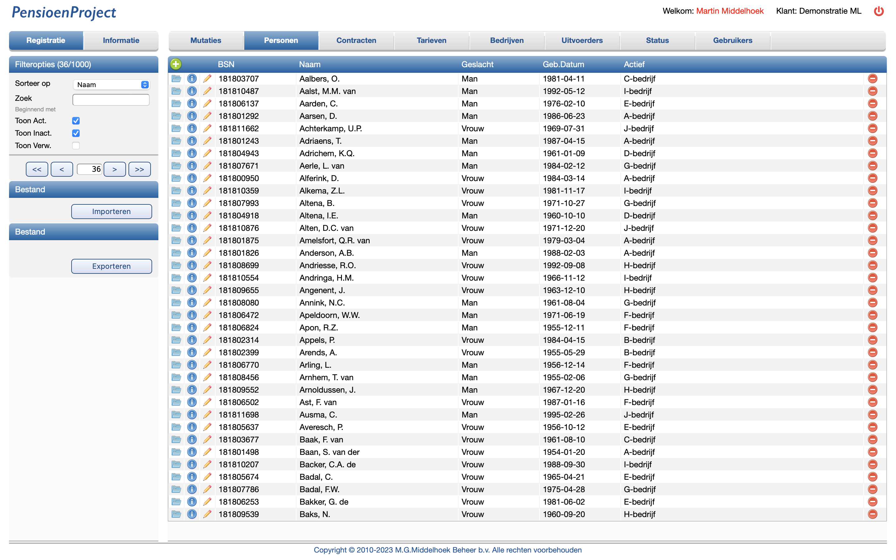 PensioenProject Personen