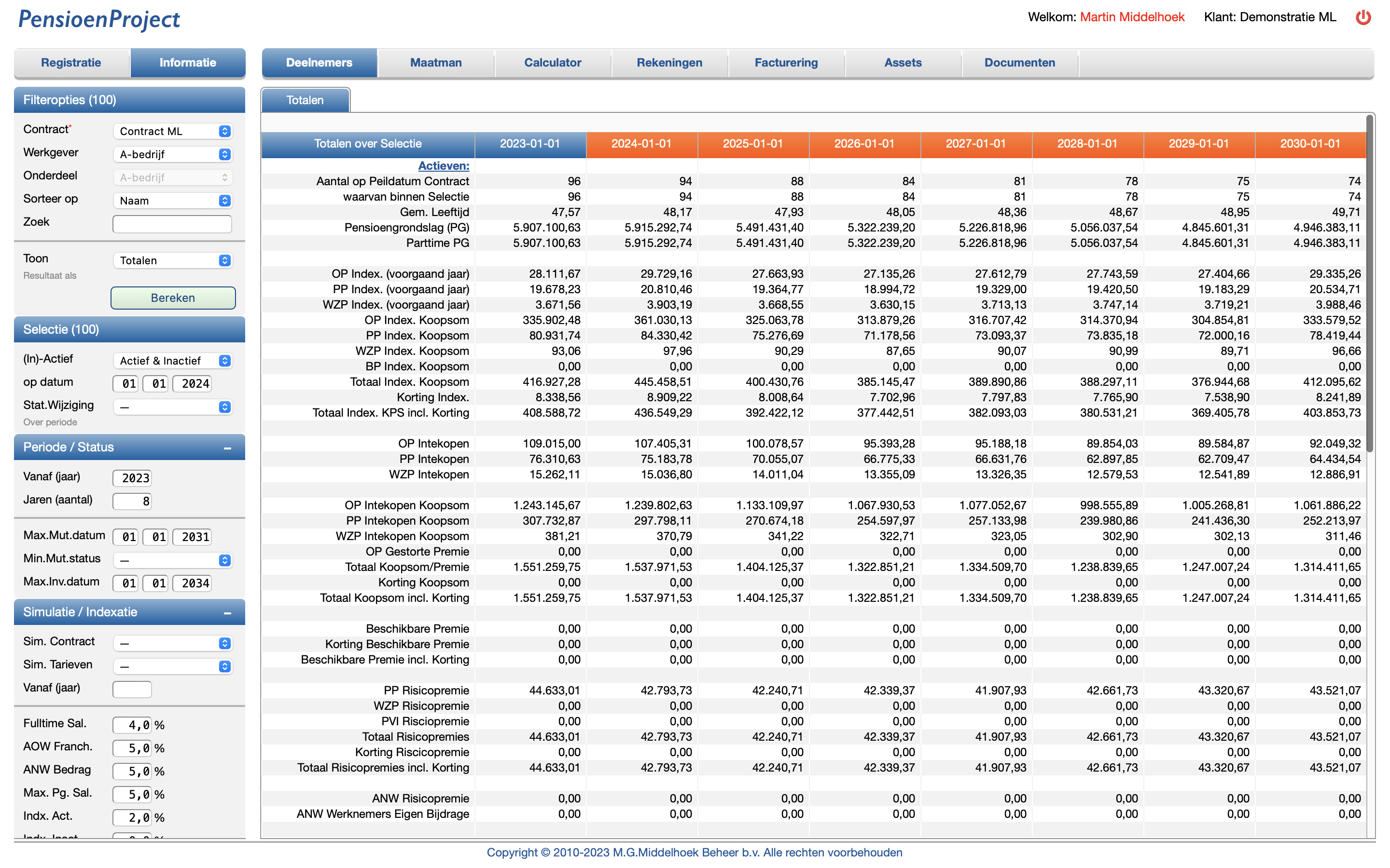 PensioenProject Totalen Projectie